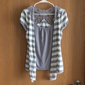 T-shirt with built-in cardigan